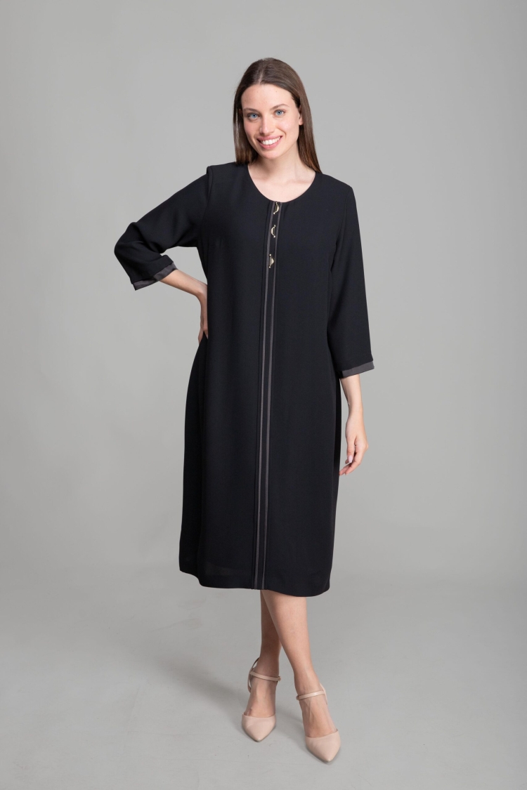 Round Neck Straight Skinny Suzanna Dress - GUMANIZE - Globality Store - Women Clothes Wholesale Turkey