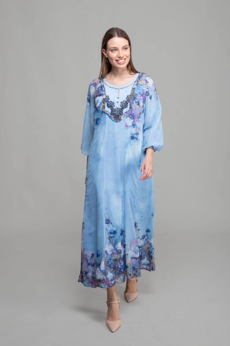 Round Neck Empirme Dress - GUMANIZE - Globality Store - Women Clothes Wholesale Turkey
