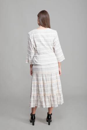 V Neck Linen Blouse+Skirt - GUMANIZE - Globality Store - Women Clothes Wholesale Turkey