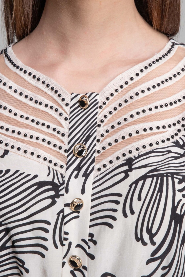V Neck Flush Voile Dress