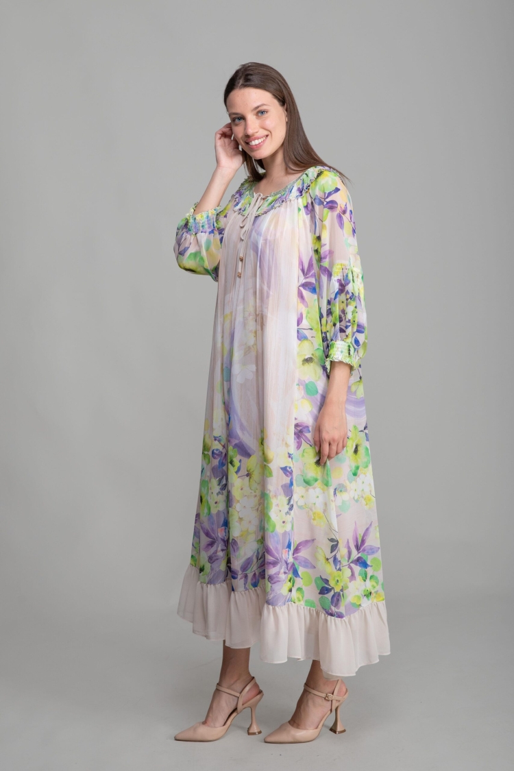 Round Neck Empirme Elegant Dress