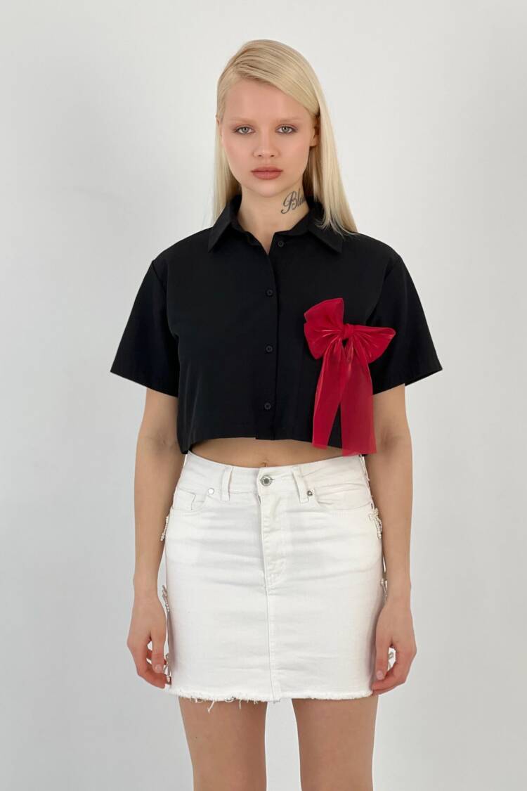Shirt With Ribbon - MISS POEM - Globality Store - Women Clothes Wholesale Turkey