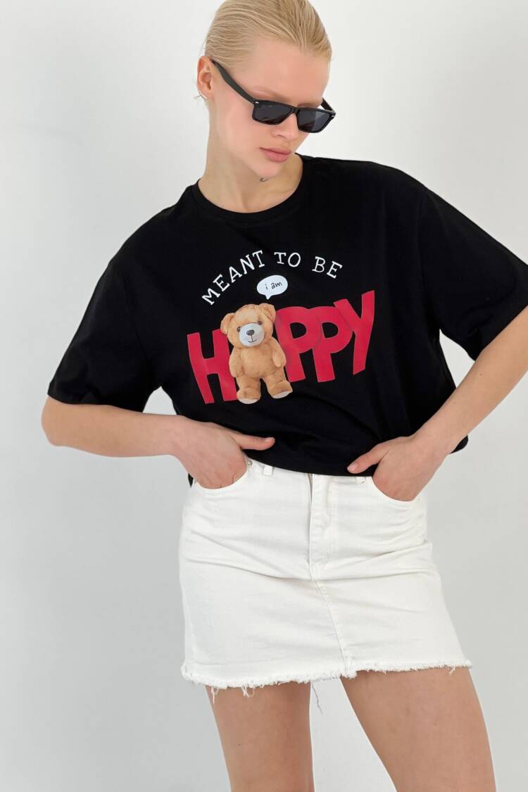 T-shırt Happy Teddy Bear Printed