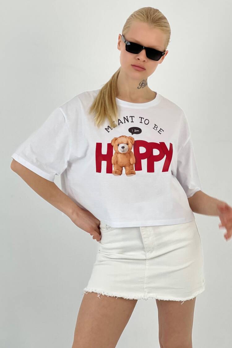 T-shırt Happy Teddy Bear Printed