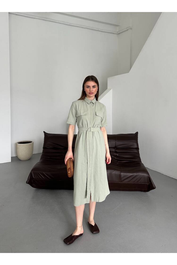 Belted Filam Dress - My Fashion - Globality Store - Women Clothes Wholesale Turkey