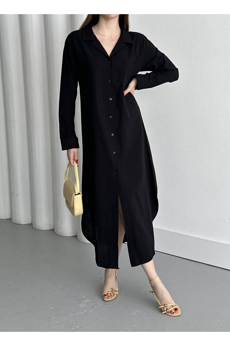 Linen Open Neck Dress