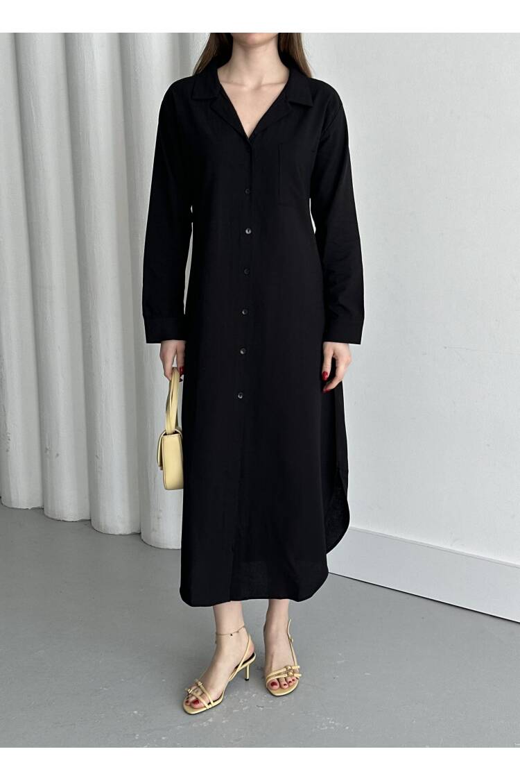 Linen Open Neck Dress