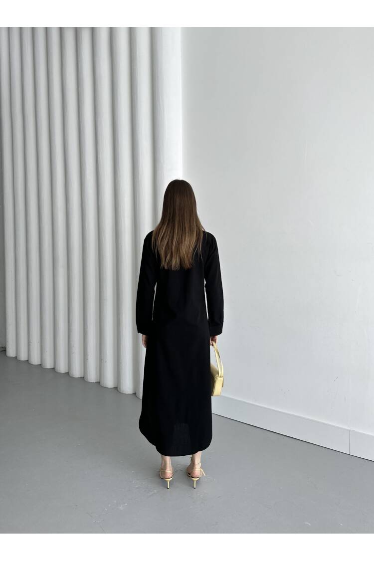 Linen Open Neck Dress