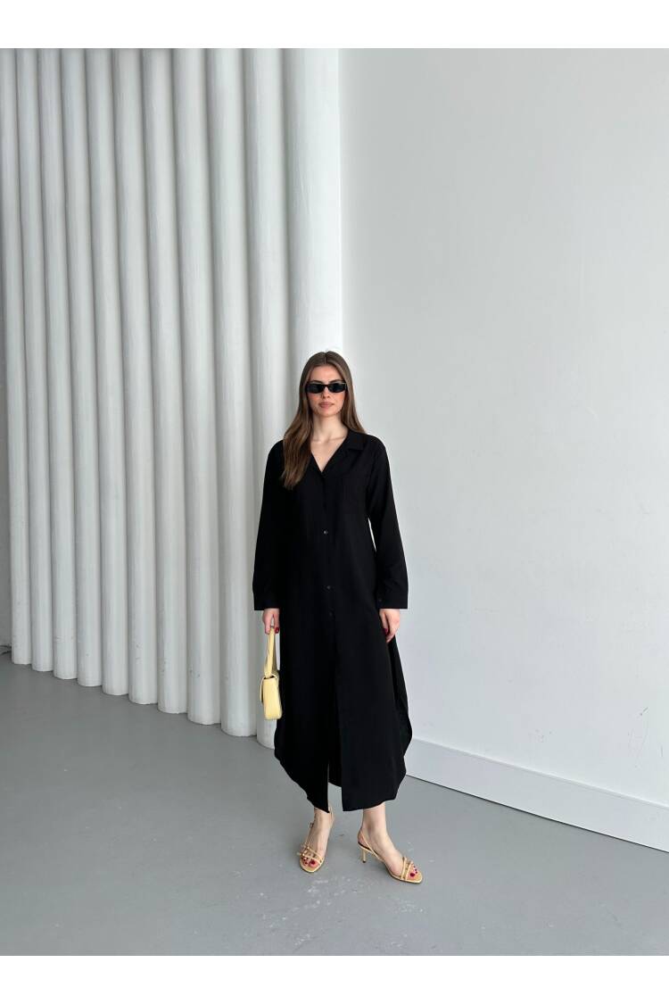 Linen Open Neck Dress