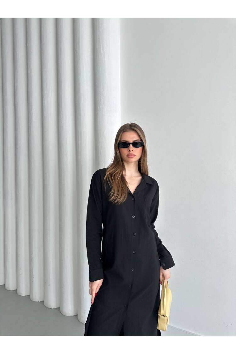 Linen Open Neck Dress