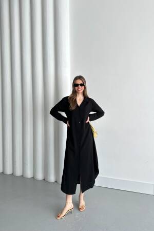 Linen Open Neck Dress - My Fashion - Globality Store - Women Clothes Wholesale Turkey