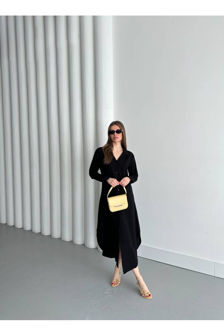 Linen Open Neck Dress