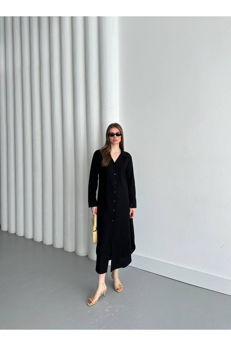 Linen Open Neck Dress