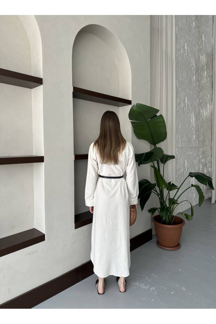 Linen Open Neck Dress