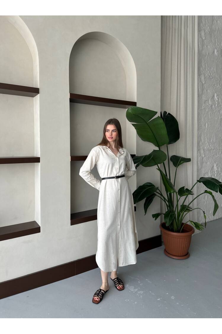 Linen Open Neck Dress