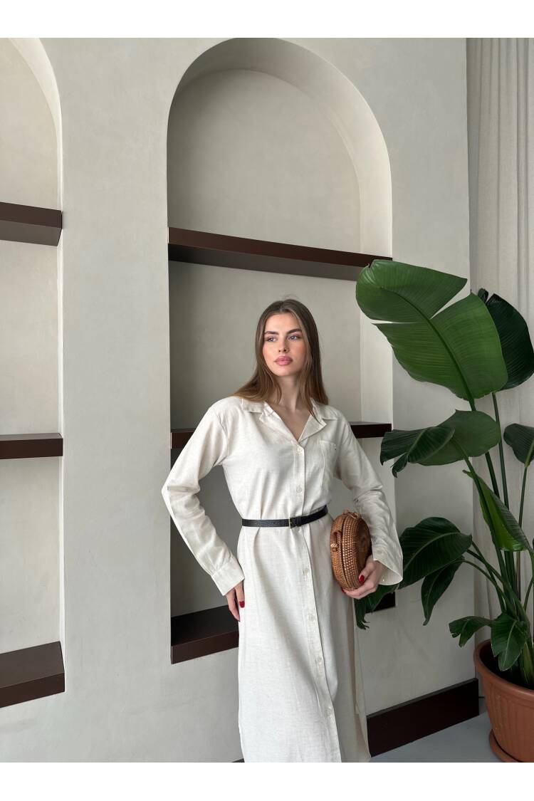 Linen Open Neck Dress