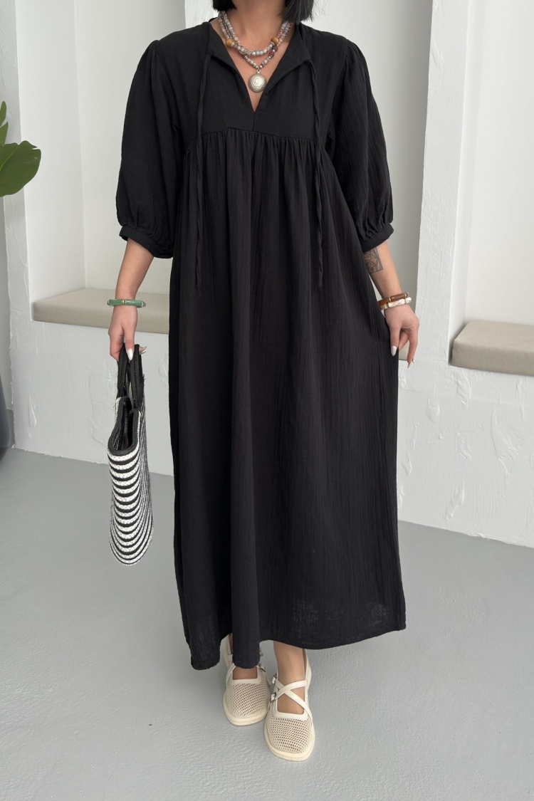 Mueslin Half Sleeve Dress - My Fashion - Globality Store - Women Clothes Wholesale Turkey