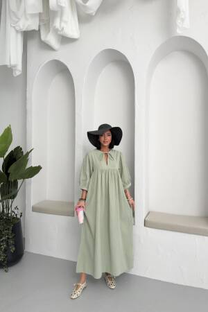 Mueslin Half Sleeve Dress - My Fashion - Globality Store - Women Clothes Wholesale Turkey