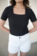 Square Neck Blouse - Fiori - Globality Store - Women Clothes Wholesale Turkey