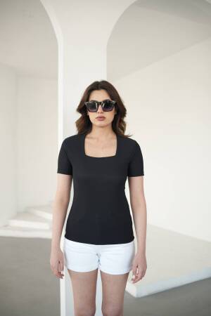 Square Neck Blouse - Fiori - Globality Store - Women Clothes Wholesale Turkey