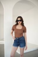 Square Neck Blouse - Fiori - Globality Store - Women Clothes Wholesale Turkey