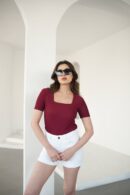 Square Neck Blouse - Fiori - Globality Store - Women Clothes Wholesale Turkey