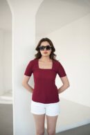 Square Neck Blouse - Fiori - Globality Store - Women Clothes Wholesale Turkey
