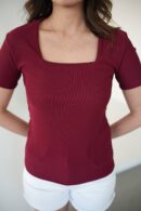 Square Neck Blouse - Fiori - Globality Store - Women Clothes Wholesale Turkey