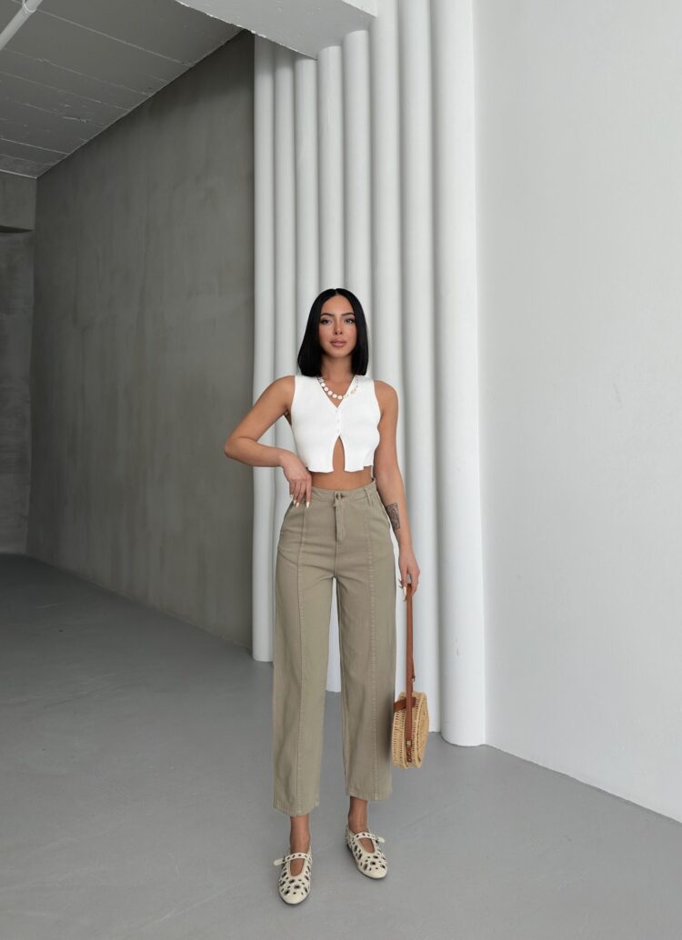 Detailed Gabardine Pants