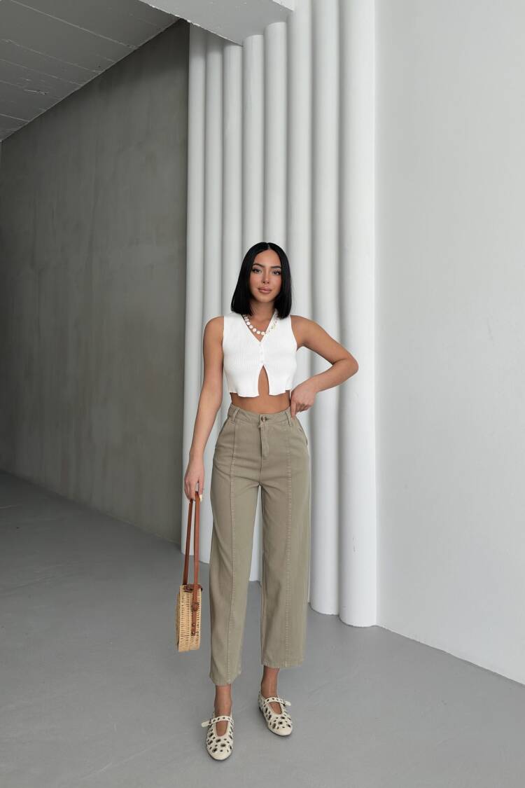 Detailed Gabardine Pants