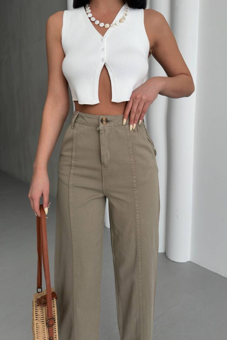 Detailed Gabardine Pants