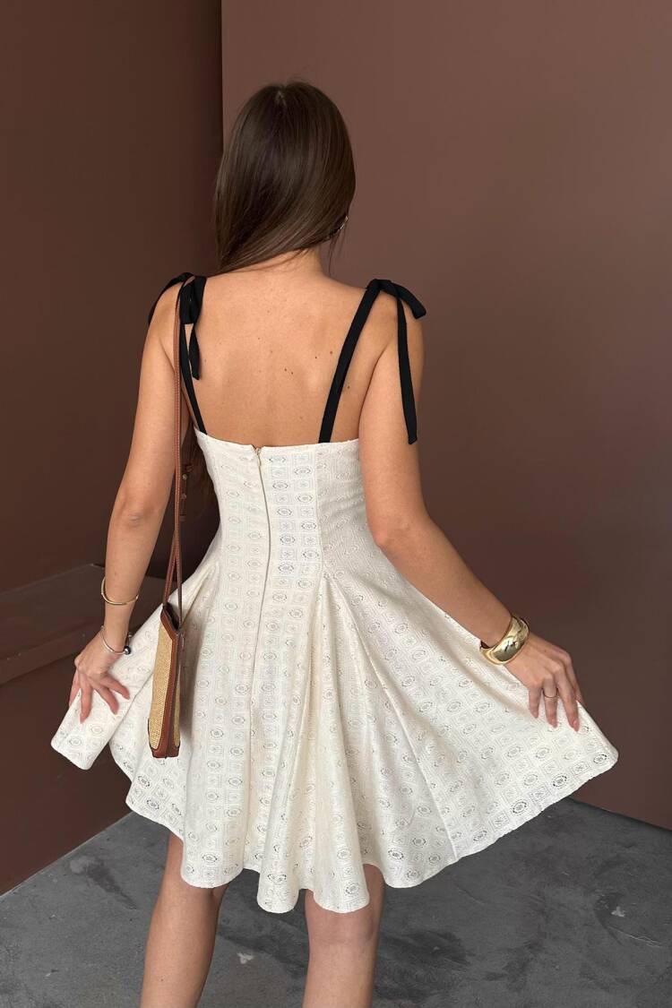 Wholesale Beige Shoulder Lace Dress