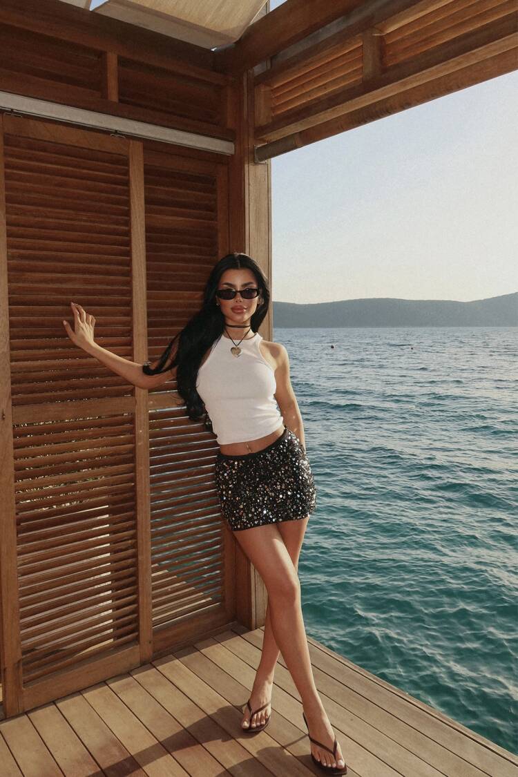 Gray Tied Mini Skirt