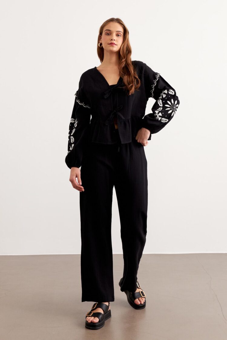 Elastic Waist Mueslin Pants - Levure - Globality Store - Women Clothes Wholesale Turkey