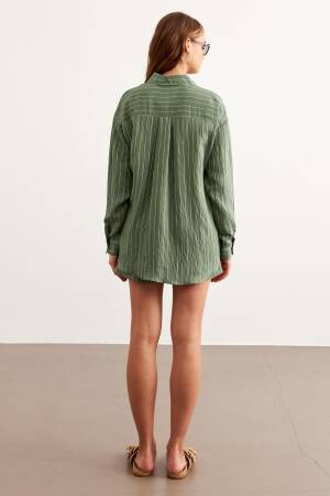 Striped Oversized Shirt With Front Buttons - Levure - Globality Store - Women Clothes Wholesale Turkey