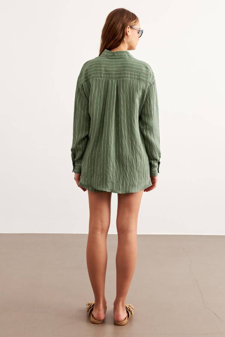 Striped Oversized Shirt With Front Buttons