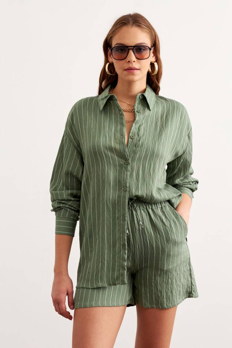 Striped Oversized Shirt With Front Buttons