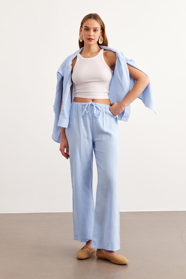 Elastic Waist Mueslin Pants