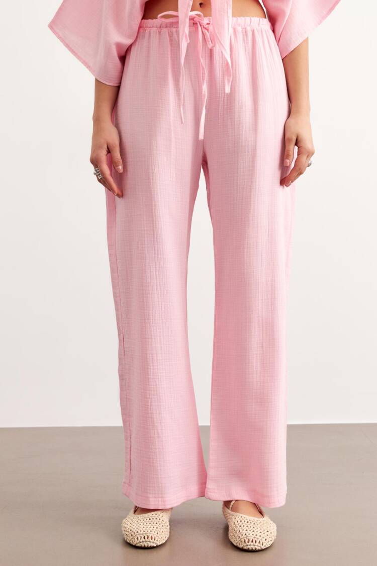 Elastic Waist Mueslin Pants