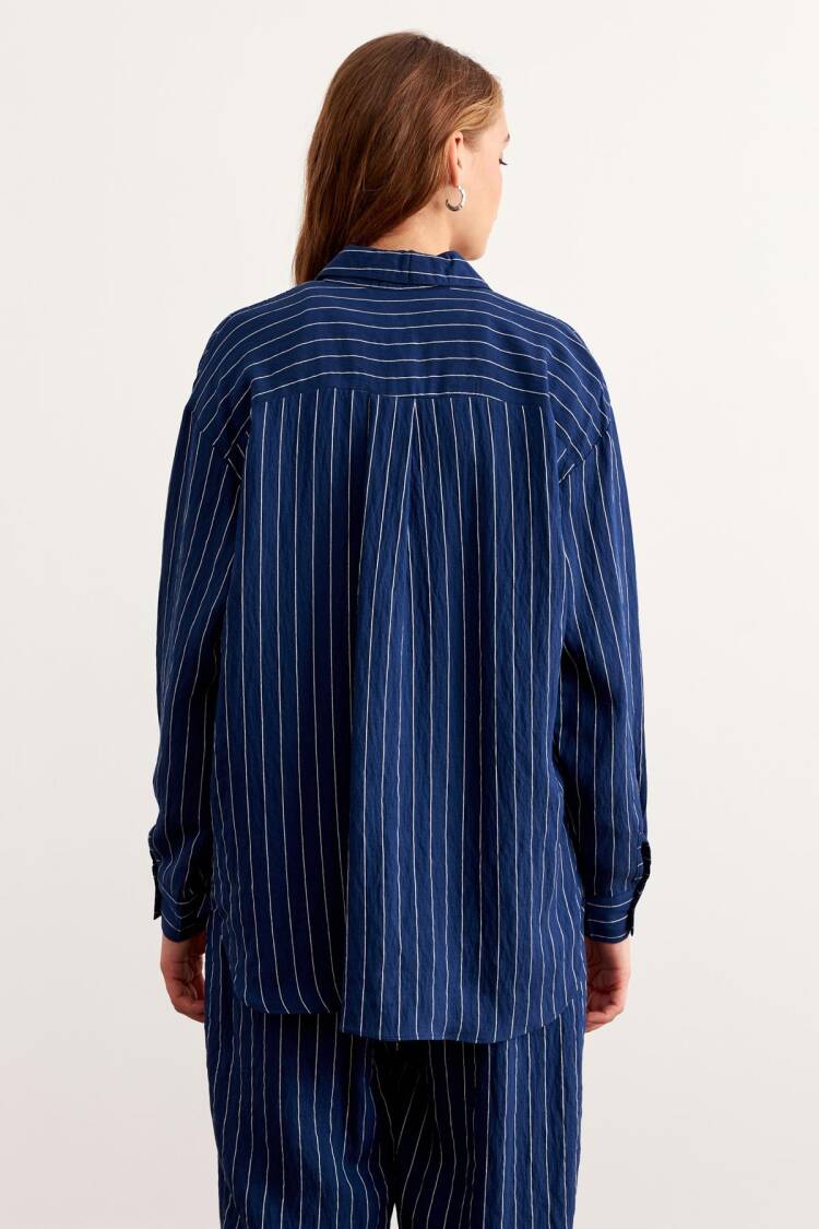 Striped Oversize ShirtWith Front Buttons
