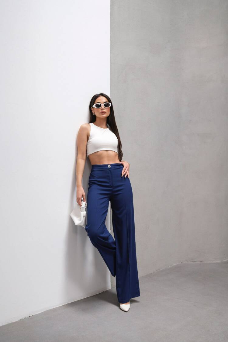 High Waist Streight Fit Palazzo Pants - Ouz Fashion - Globality Store - Women Clothes Wholesale Turkey