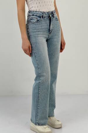 Lycra White Leg Denim A Blue/L Blue Full Stone Make. - MISS POEM - Globality Store - Women Clothes Wholesale Turkey
