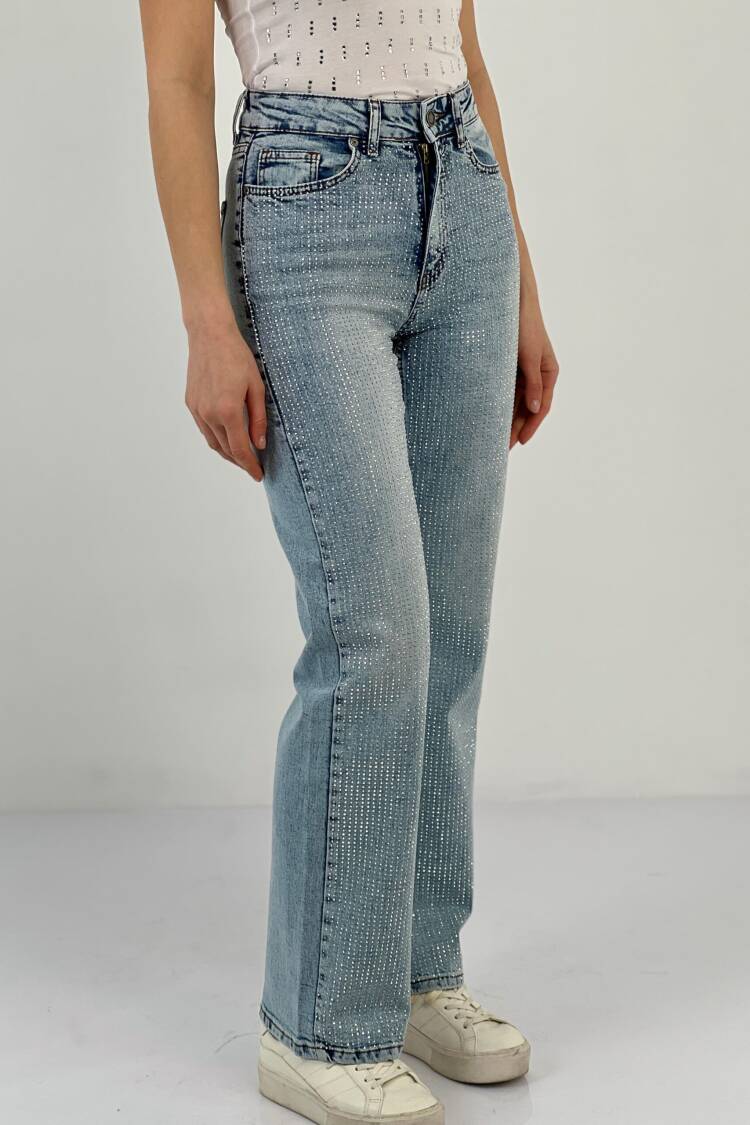 Lycra White Leg Denim A Blue/L Blue Full Stone Make.