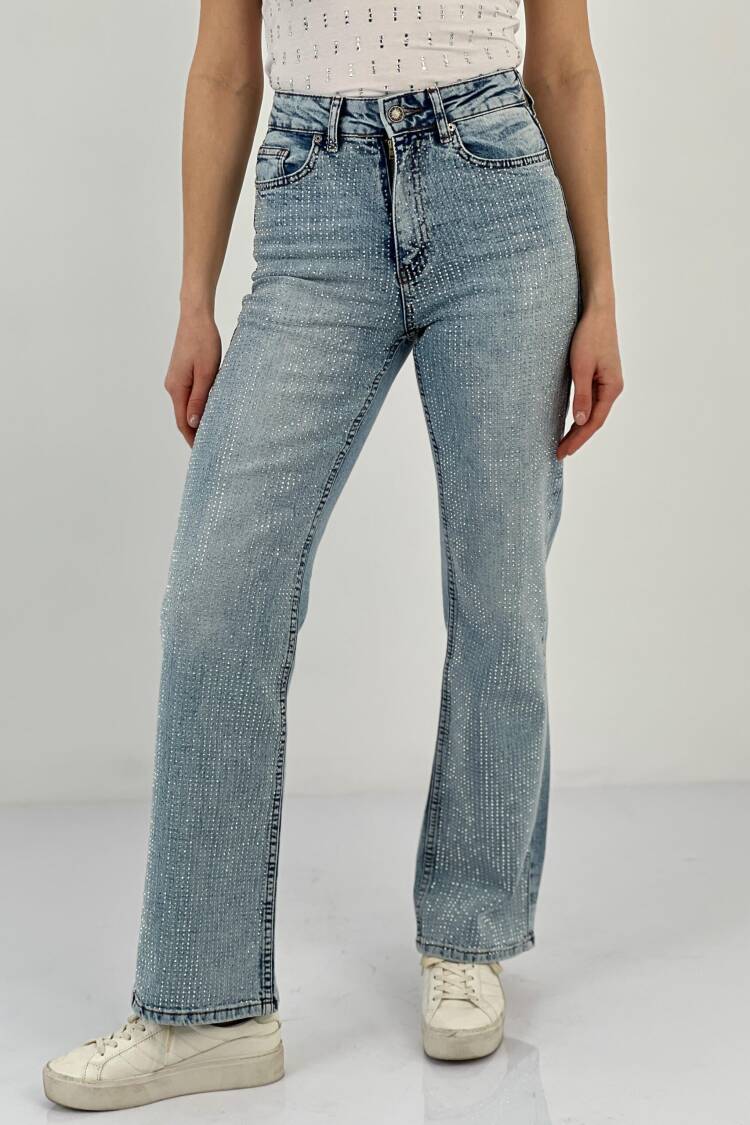 Lycra White Leg Denim A Blue/L Blue Full Stone Make.