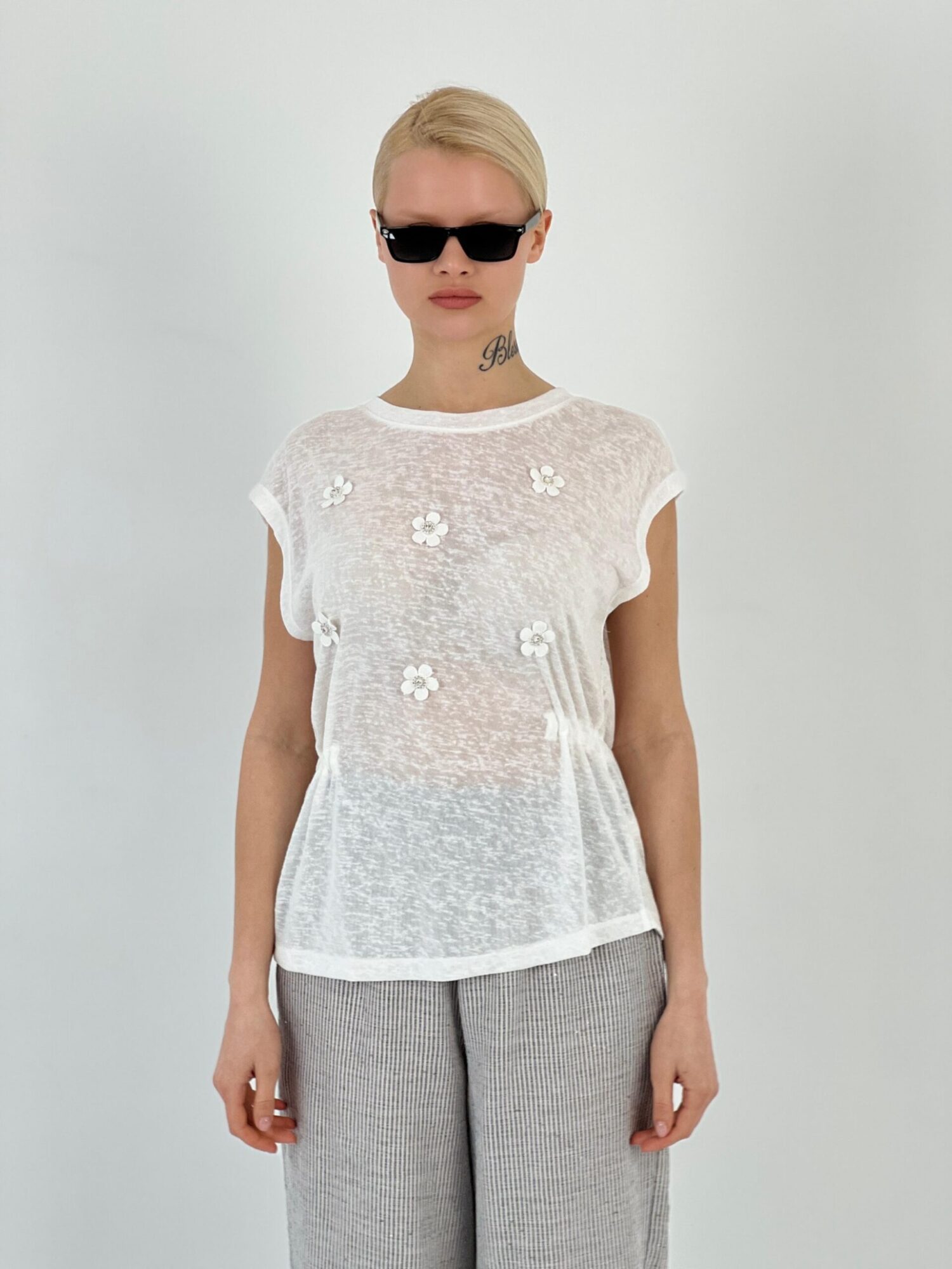 Floral Stone T-Shirt - MISS POEM - Globality Store - Women Clothes Wholesale Turkey