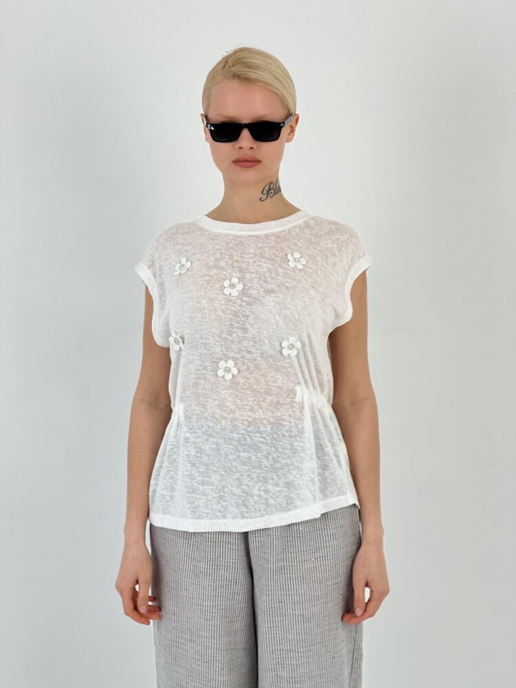 Floral Stone T-Shirt - MISS POEM - Globality Store - Women Clothes Wholesale Turkey