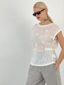 Floral Stone T-Shirt - MISS POEM - Globality Store - Women Clothes Wholesale Turkey