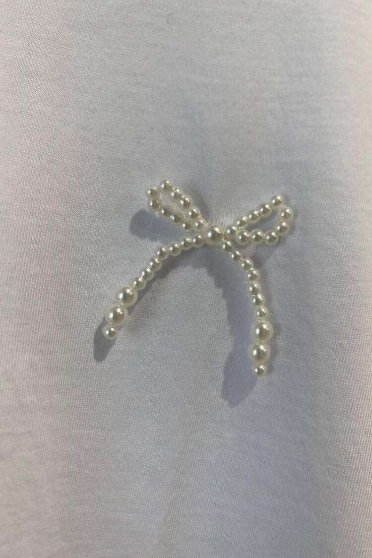T-shırt Handmade Pearl Ribbon Accessory