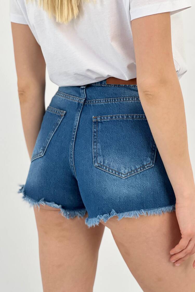Denim Shorts Ribbon+Teddy Bear Accessory