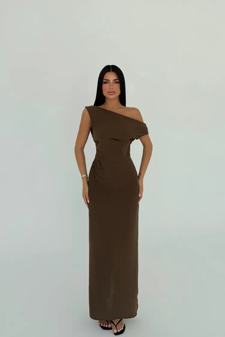 Slit Detail Pleated Dress - EYYO ATELIER - Globality Store - Women Clothes Wholesale Turkey